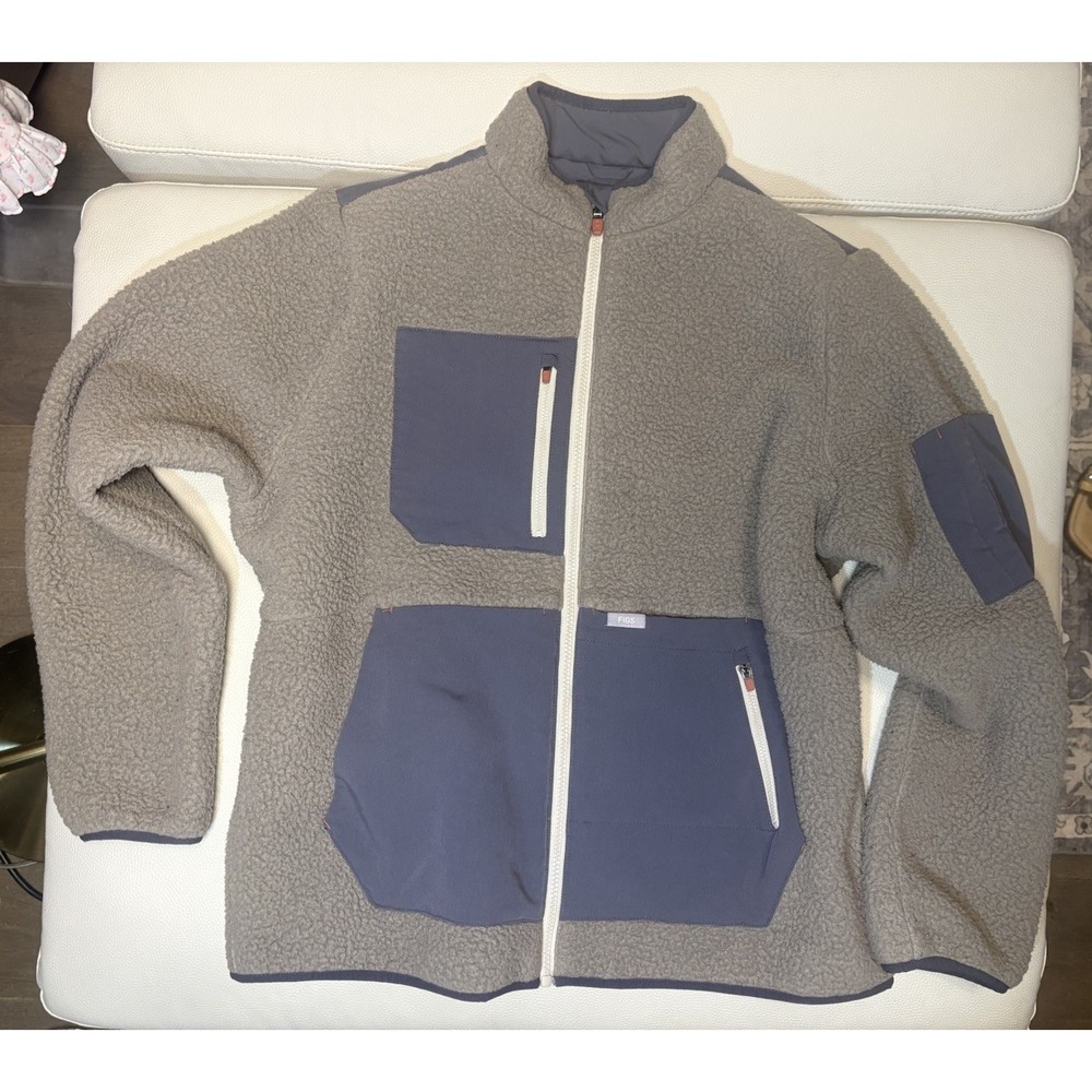 FIGS On Shift Sherpa Jacket Full Zip Cacao Gray Women's Size XL W230W1002